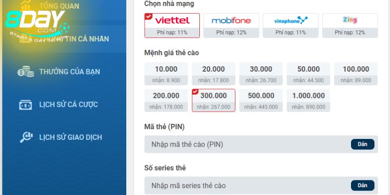 Hướng dẫn cách nạp/rút tiền để cá cược lô đề tại 8DAY